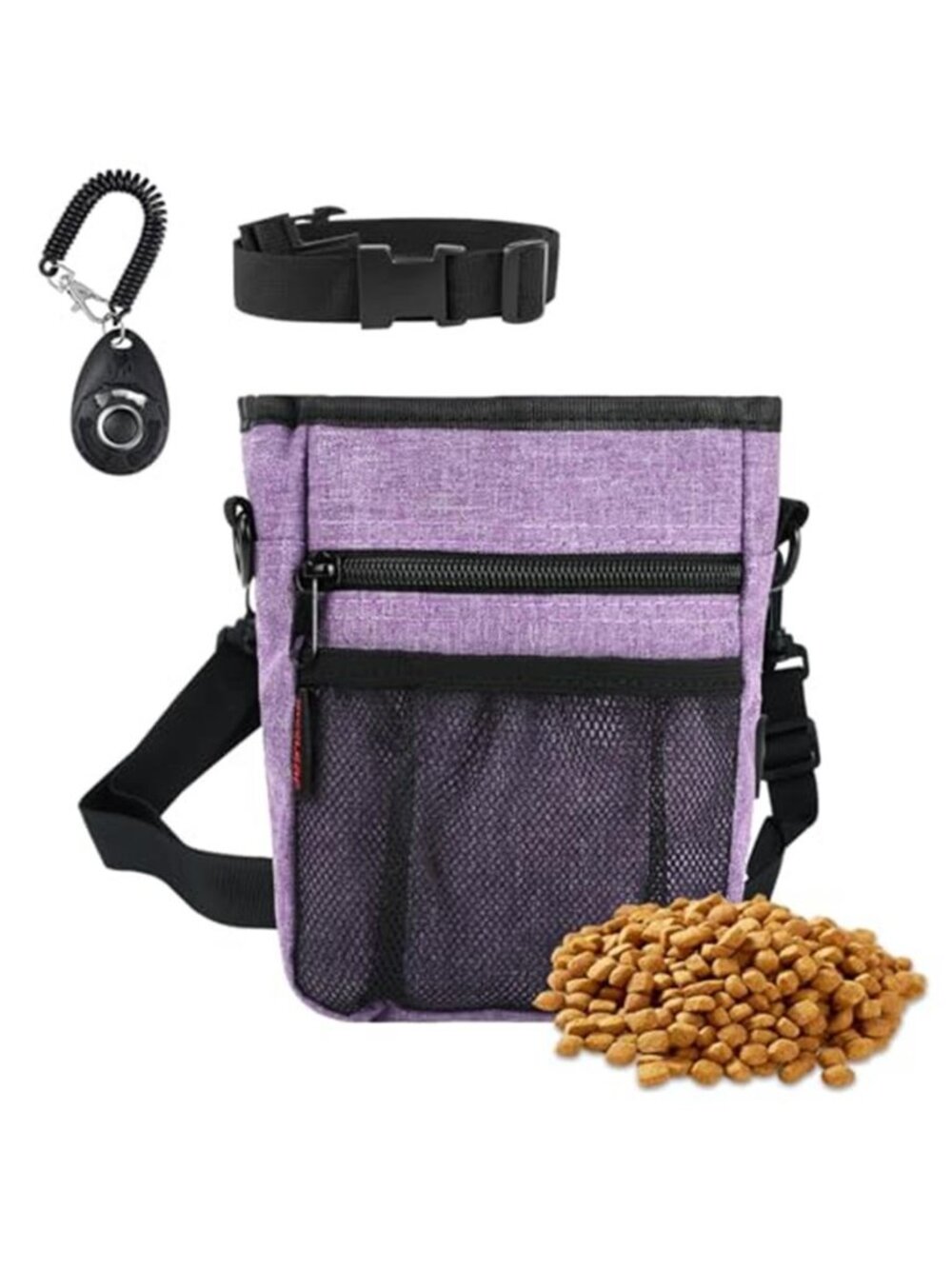 Dog Treat Pouch Magnetic Closure Dog Clicker- Purple